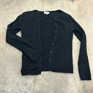 Jones‎ sport black  button up cableknit sweater